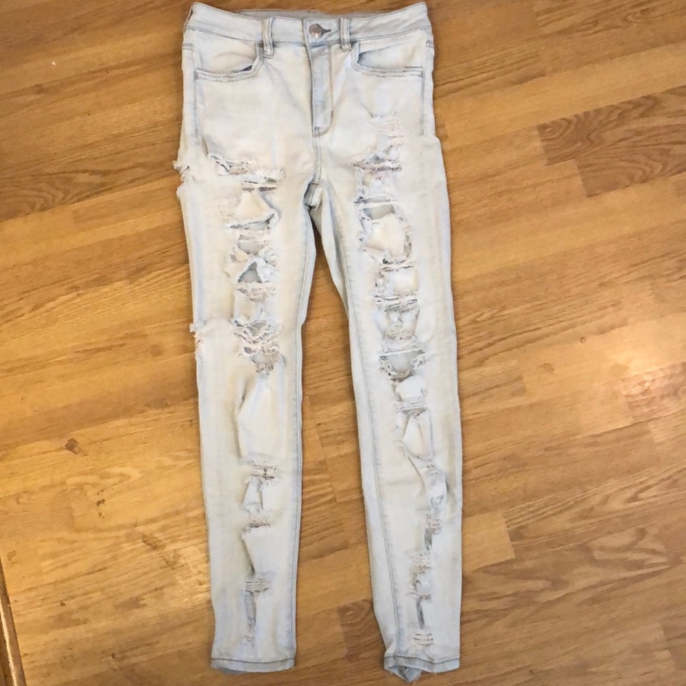 AEO high waisted ripped skinny